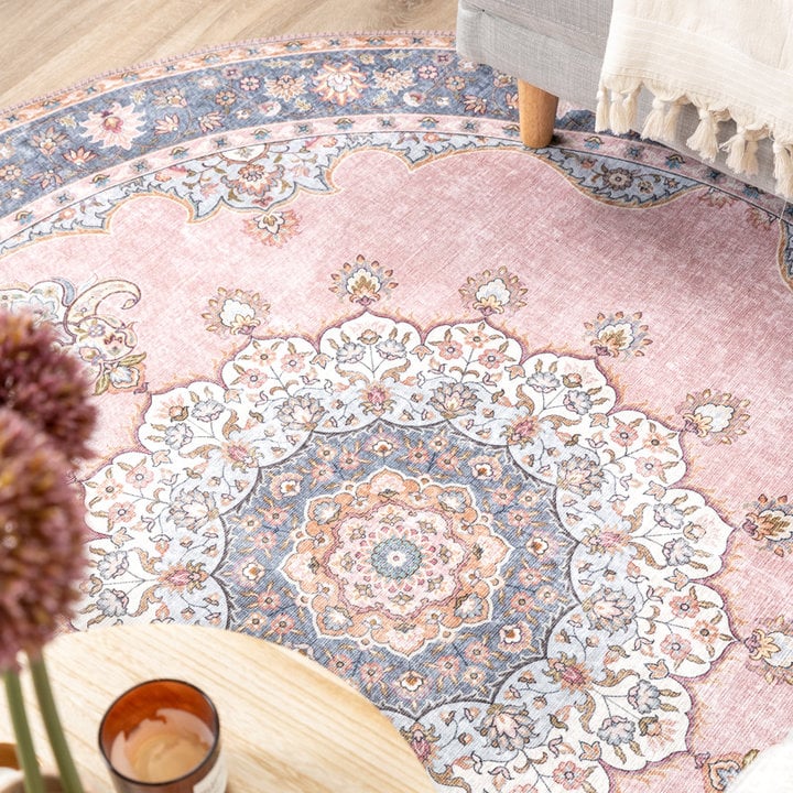 Dywan okrągły vintage - Lily Medallion Różowy - 3