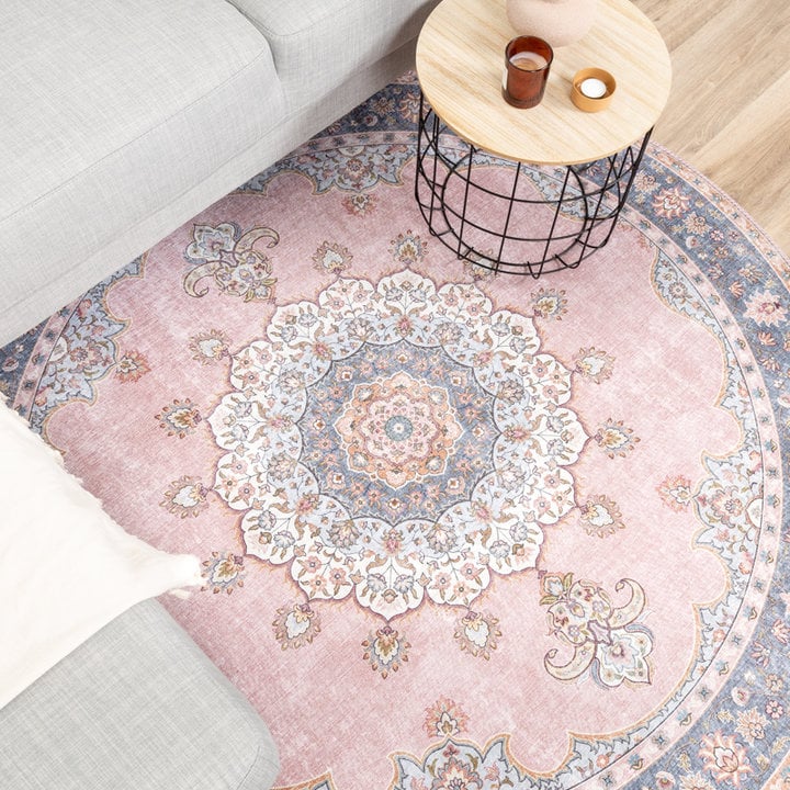 Dywan okrągły vintage - Lily Medallion Różowy - 2