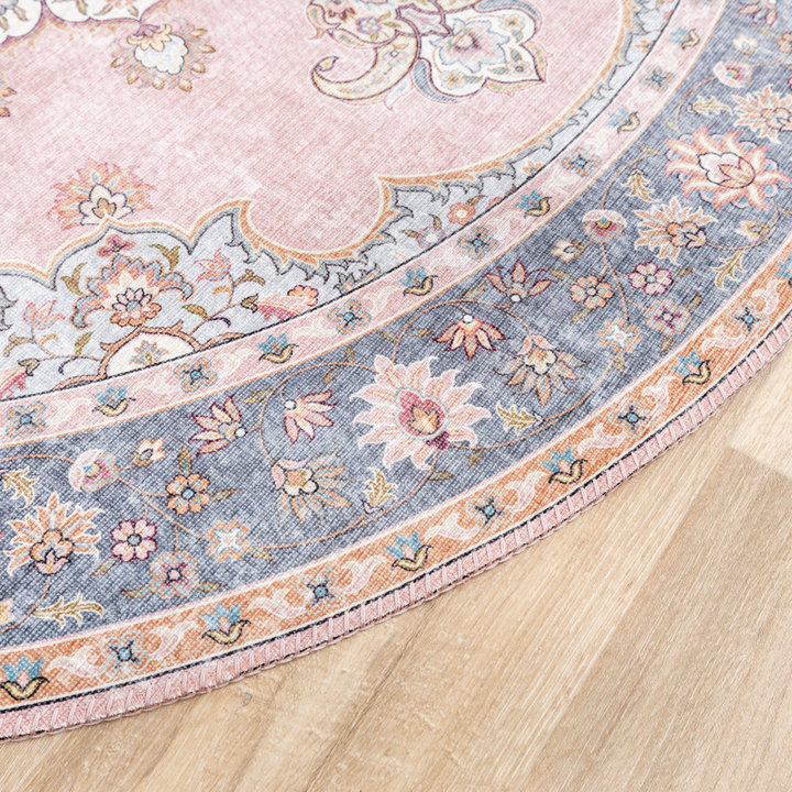 Dywan okrągły vintage - Lily Medallion Różowy - 4