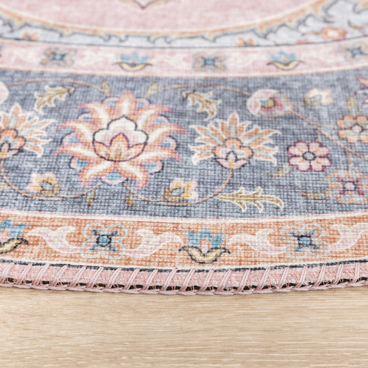 Dywan okrągły vintage - Lily Medallion Różowy - 5