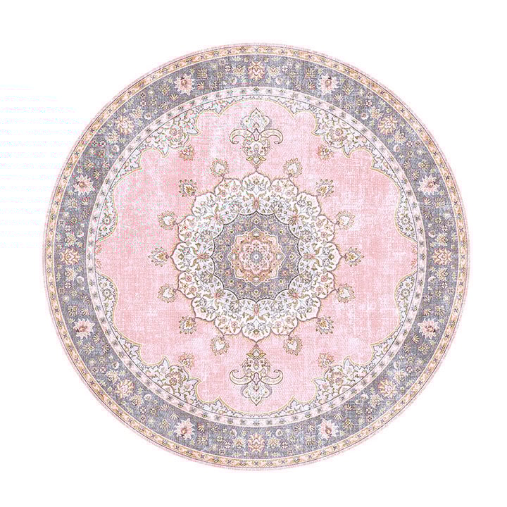 Dywan okrągły vintage - Lily Medallion Różowy - 1