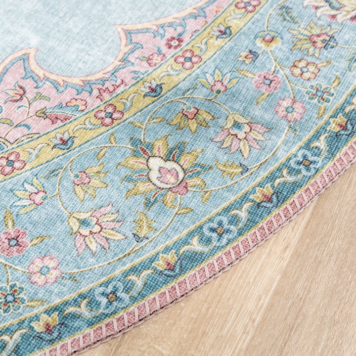Dywan okrągły vintage - Lily Medallion Turkusowy/Jasnoniebieski - 4