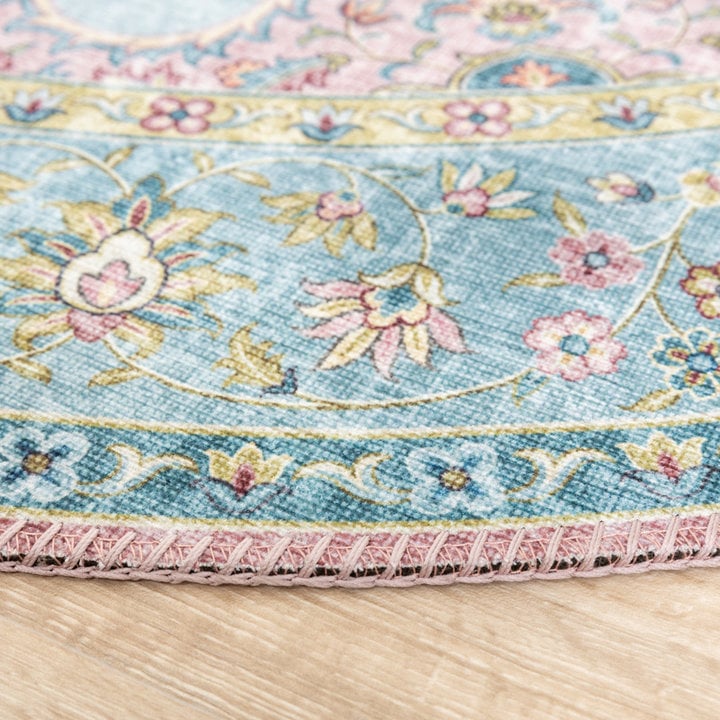 Dywan okrągły vintage - Lily Medallion Turkusowy/Jasnoniebieski - 5