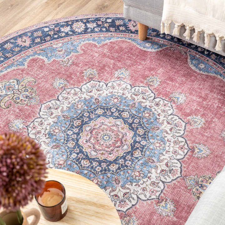 Dywan okrągły vintage - Lily Medallion Czerwony/Różowy - 3