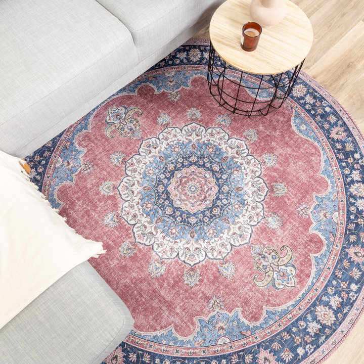 Dywan okrągły vintage - Lily Medallion Czerwony/Różowy - 2