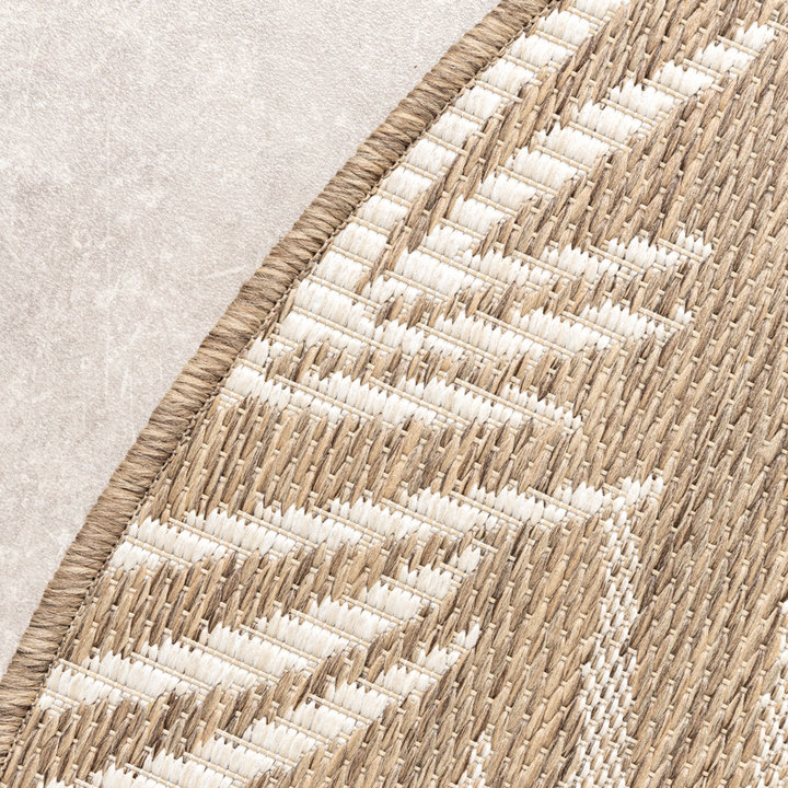 Dywan zewnętrzny okrągły - Malta Leaves Naturalny - 3