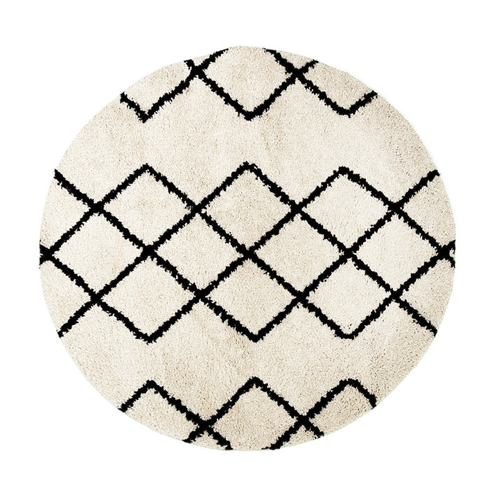 Dywan okrągły z długim włosiem - Grand Diamond Kremowy/Czarny - 1