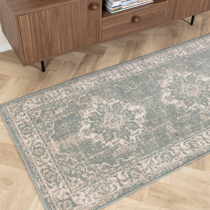 Chodnik dywanowy vintage - Spring Medaillon Zielony/Kremowy - 2