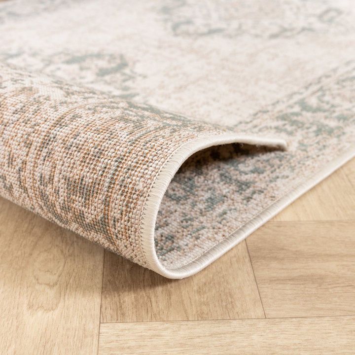 Chodnik dywanowy vintage - Spring Medaillon Kremowy/Zielony - 5