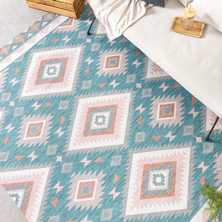 Dywan zewnętrzny boho - Vedra Aztec Niebieski - 3