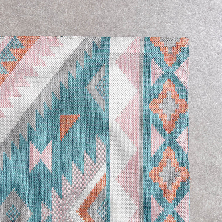 Dywan zewnętrzny boho - Vedra Aztec Niebieski - 4