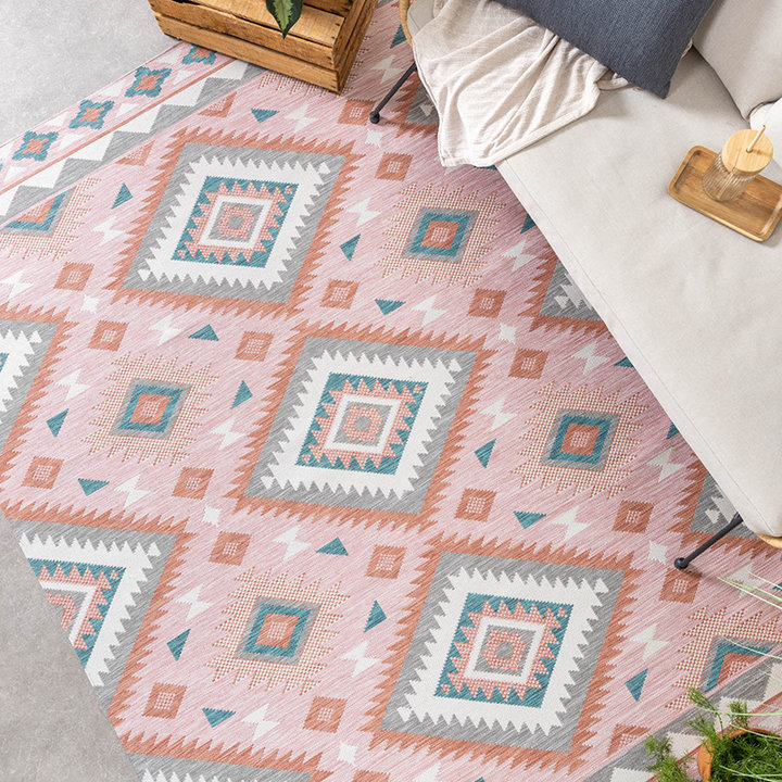 Dywan zewnętrzny boho - Vedra Aztec Różowy - 2