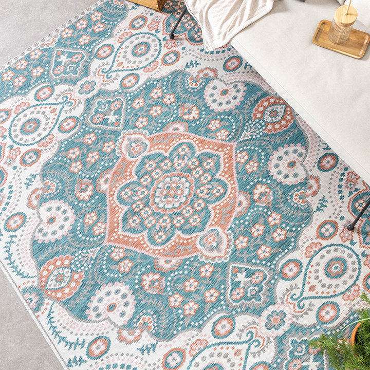 Dywan zewnętrzny boho - Vedra Medallion Niebieski - 3