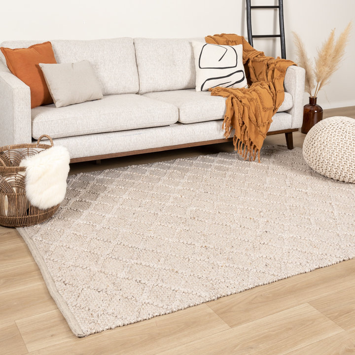 Dywan wełniany pleciony - Knit Beżowy - 3