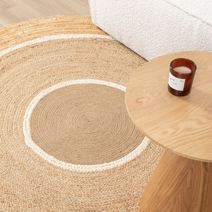 Dywan okrągły z juty - Mirai Circle Biały/Naturalny - 2