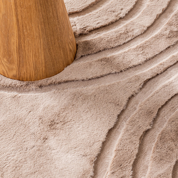 Dywan okrągły z długim włosiem - Carvy Arches Taupe - 2