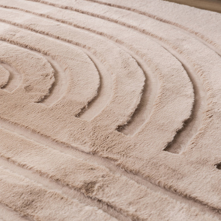 Miękki dywan z długim włosiem - Carvy Curves Taupe - 3