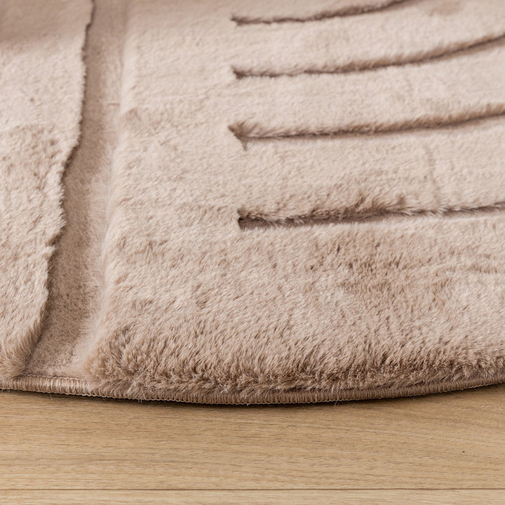 Dywan okrągły z długim włosiem - Carvy Curves Taupe - 4