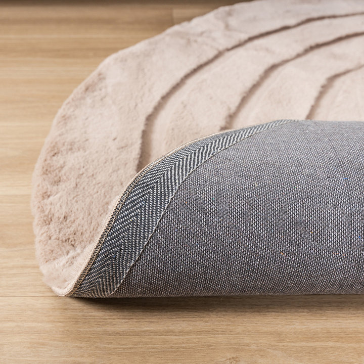 Dywan okrągły z długim włosiem - Carvy Curves Taupe - 5