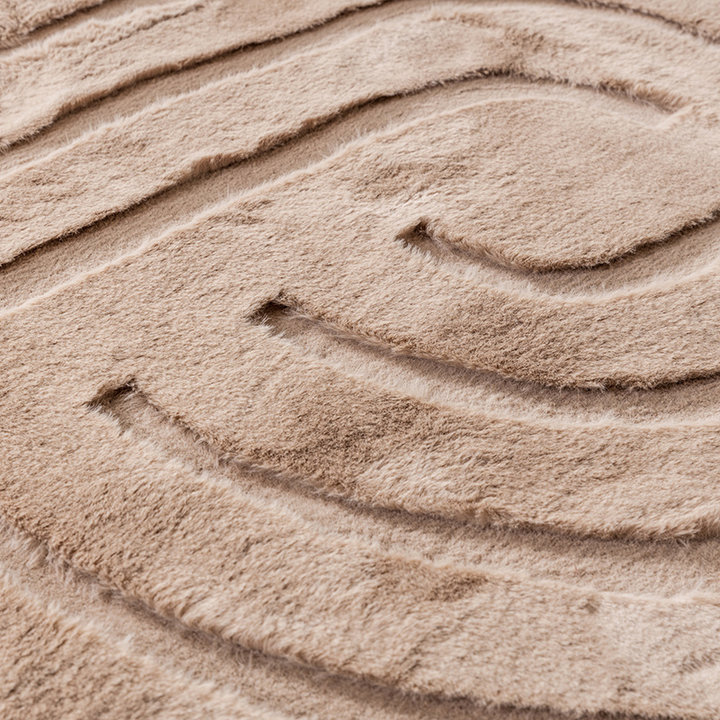 Dywan okrągły z długim włosiem - Carvy Curves Taupe - 6