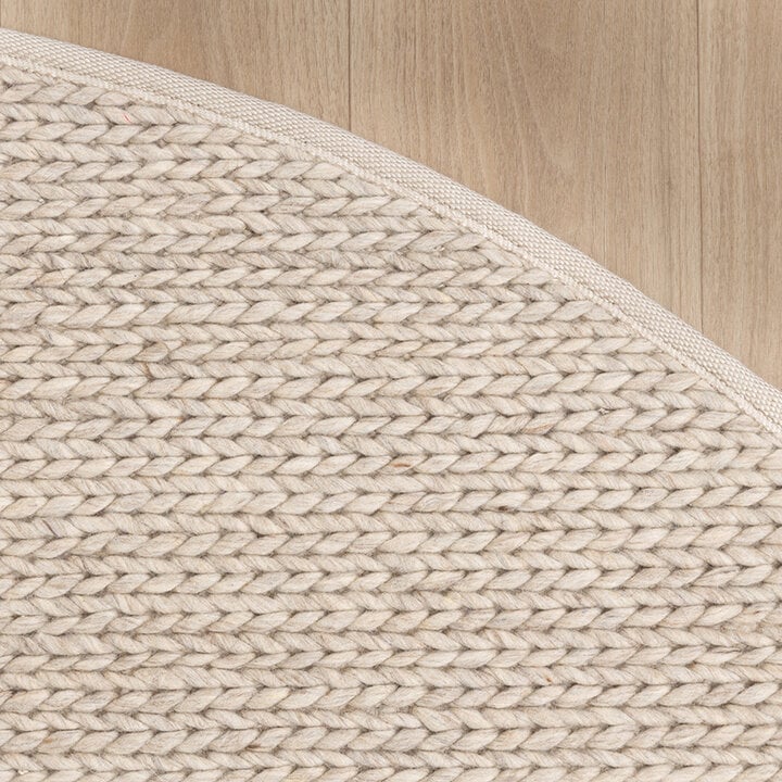 Dywan wełniany okrągły - Twist Beżowy - 3