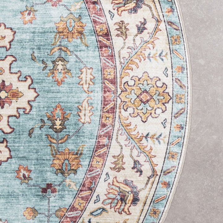 Dywan zewnętrzny vintage okrągły - Santo Medallion Jasnoniebieski - 4