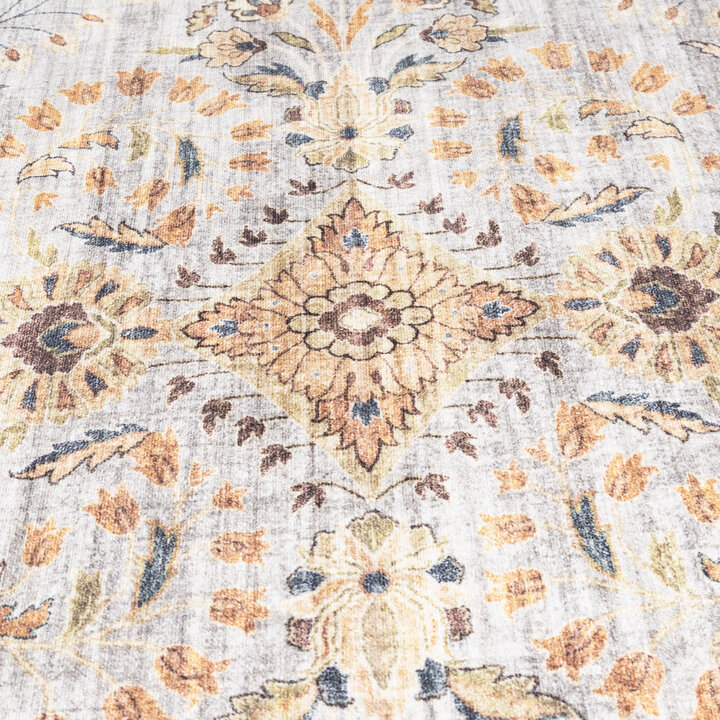 Dywan zewnętrzny vintage okrągły - Santo Flora Jasnoszary - 3
