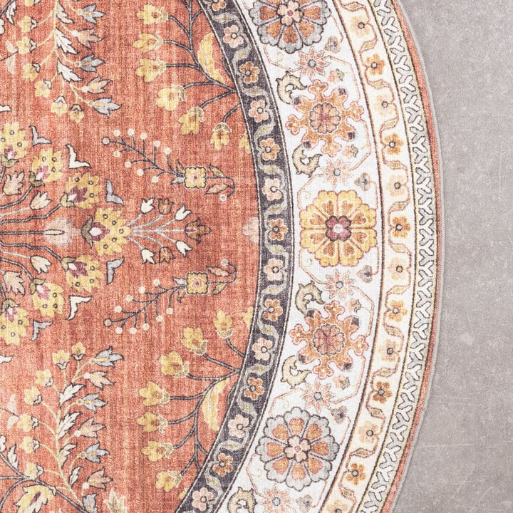 Dywan zewnętrzny vintage okrągły - Santo Flora Terakota - 4