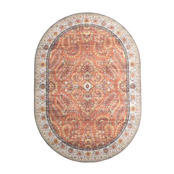 Dywan zewnętrzny vintage owalny - Santo Flora Terakota - 1