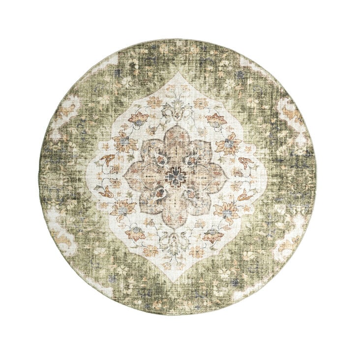 Dywan zewnętrzny vintage okrągły - Santo Mandala Zielony - 1