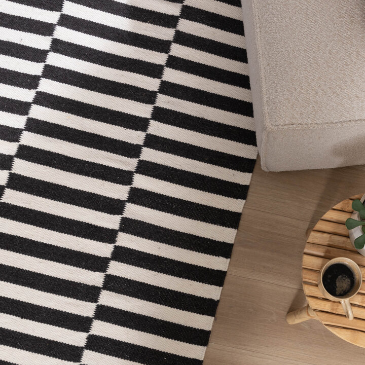 Dywan nowoczesny w paski - Dazzle Blocks Czarny/Biały - 2