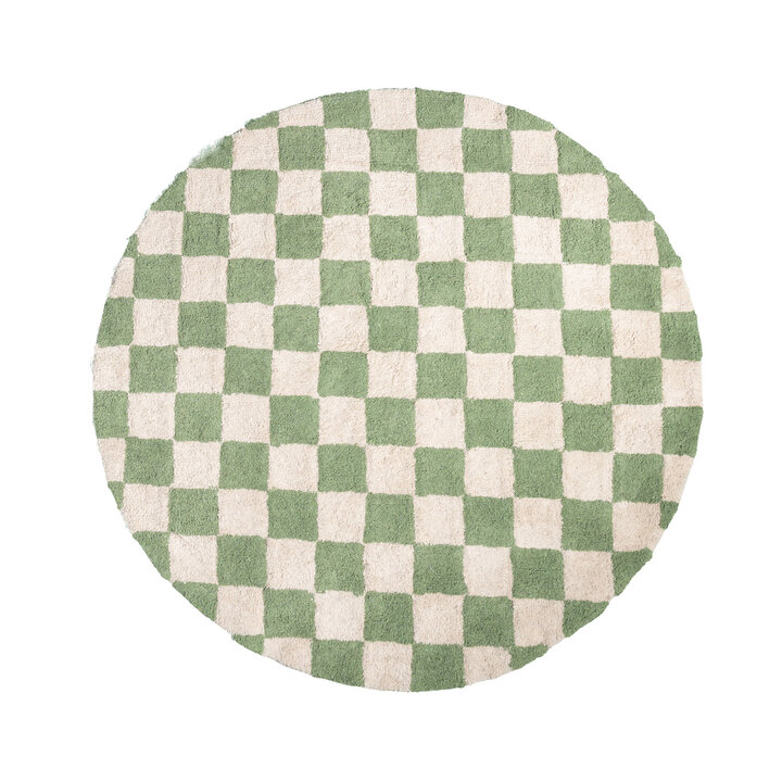 Dywan okrągły retro - Gambit Zielony/Biały - 1