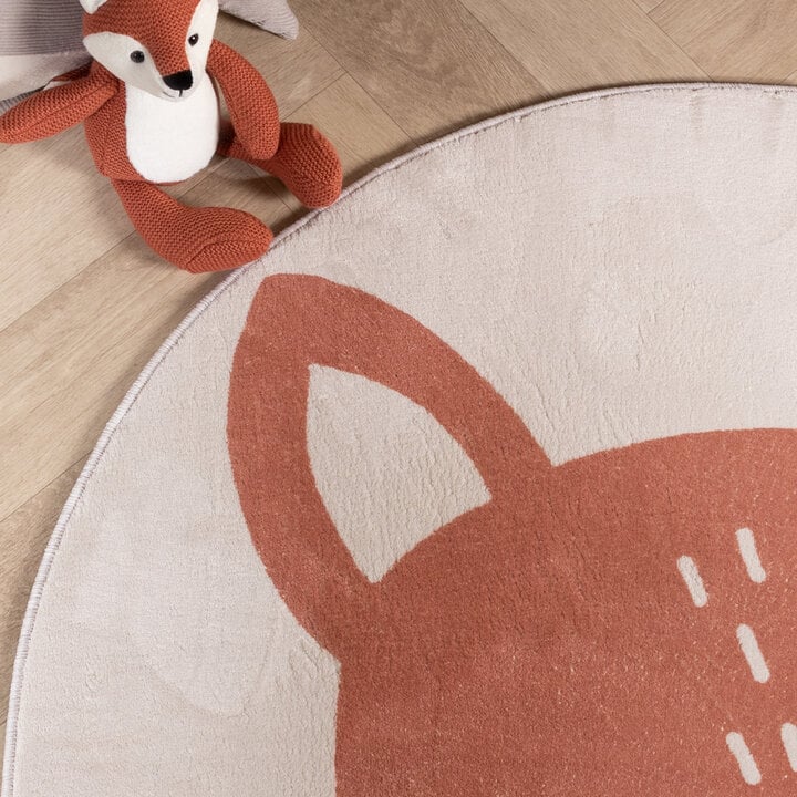 Dywan dziecięcy okrągły nadający się do prania - Sammy Fox Pomarańczowy - 2
