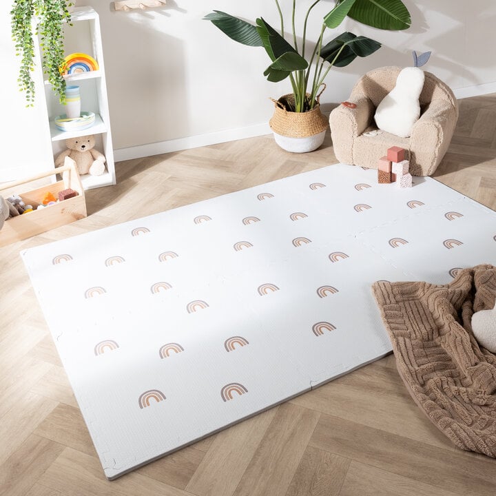 Mata piankowa puzzle - Alfie Rainbow Biała