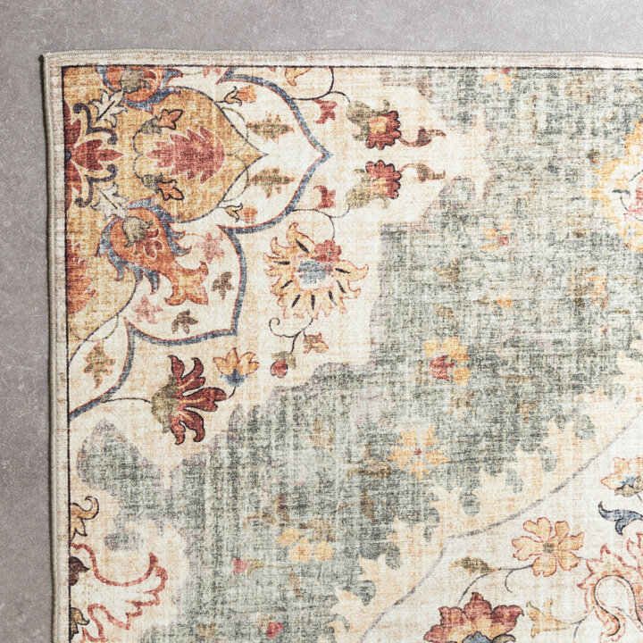 Dywan zewnętrzny vintage - Santo Mandala Oliwkowy - 4