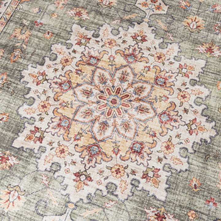 Dywan zewnętrzny vintage - Santo Medallion Oliwkowy - 3