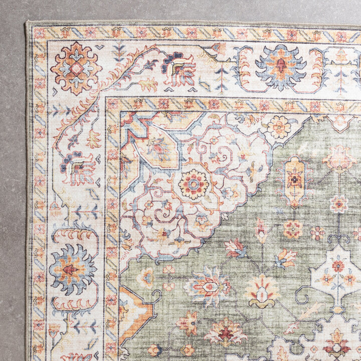 Dywan zewnętrzny vintage - Santo Medallion Oliwkowy - 4