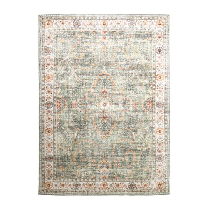 Dywan zewnętrzny vintage - Santo Flora Oliwkowy - 1