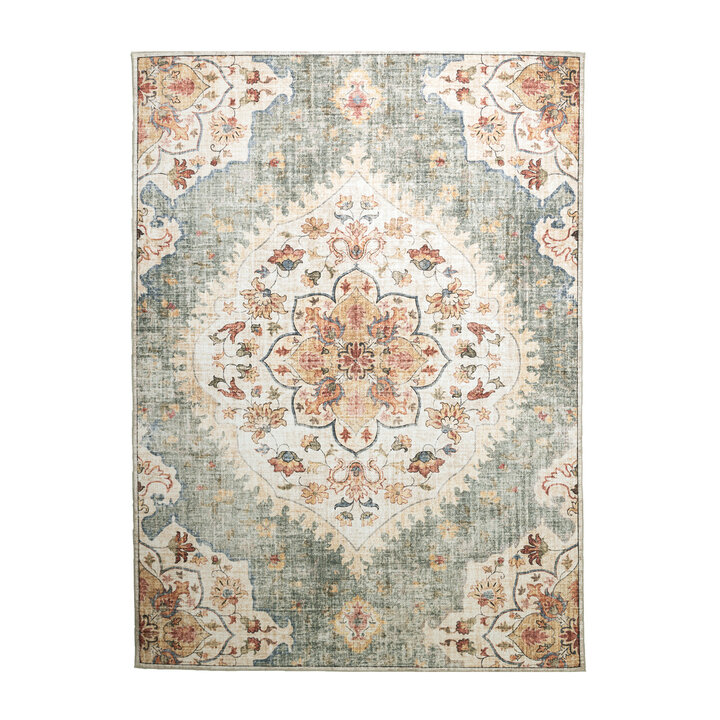 Dywan zewnętrzny vintage - Santo Mandala Oliwkowy - 1
