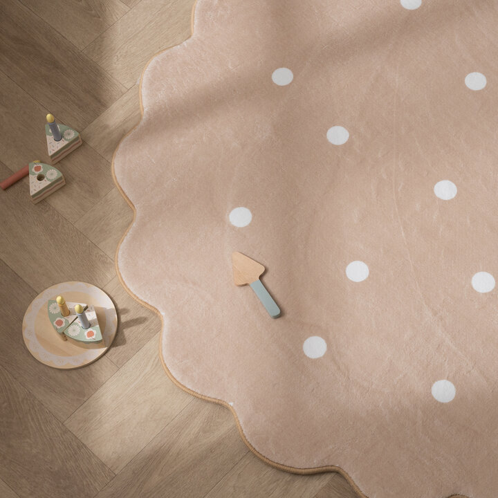Dywan okrągły dziecięcy - Cloudy Dots Beżowy - 3