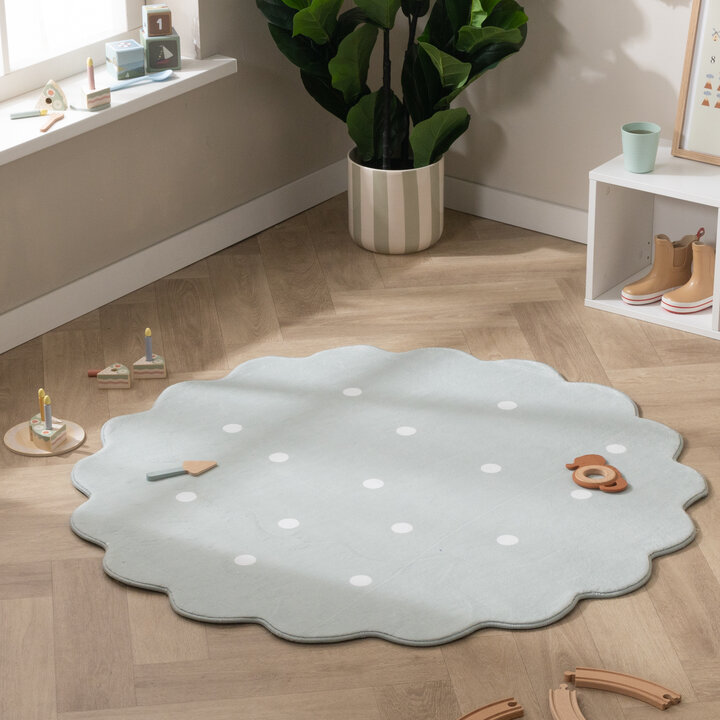 Dywan okrągły dziecięcy - Cloudy Dots Miętowy - 2