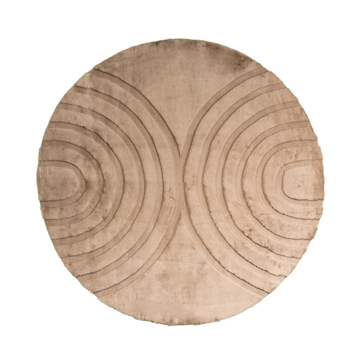 Dywan okrągły z długim włosiem - Carvy Arches Taupe - 1