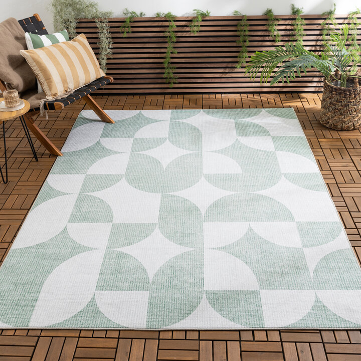 Dywan zewnętrzny abstrakcja - Groovy Tiles Zielony