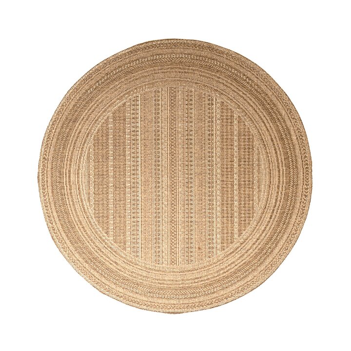 Dywan zewnętrzny okrągły - Mavi Stripes Kremowy/Brązowy - 1