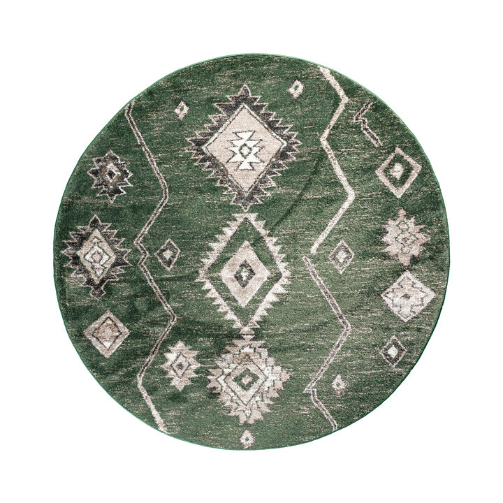 Okrągły dywanik berberyjski - Blend Aztec Green - 1