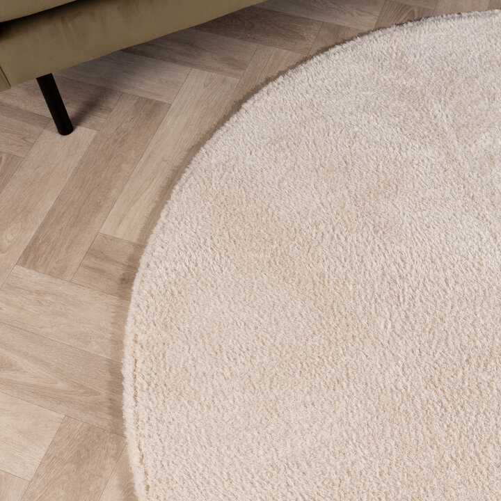 Miękki okrągły dywanik - Teddy Krem - 2