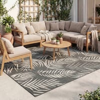 Dywan zewnętrzny - Malta Leaves Czarny