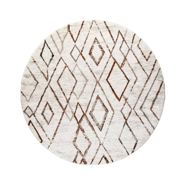 Dywan okrągły z długim włosiem - Blend Diamond Biały/Terakota - 1