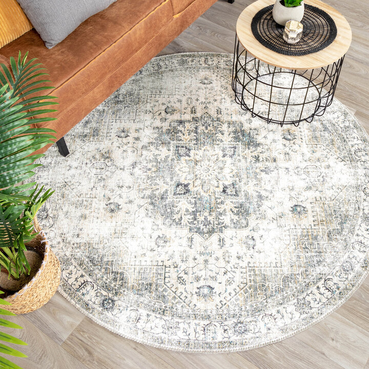 Dywan okrągły vintage - Lago Szary