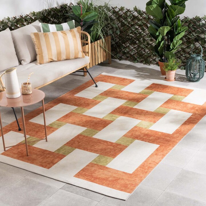 Dywan zewnętrzny Retro - Pop Lines Terakota